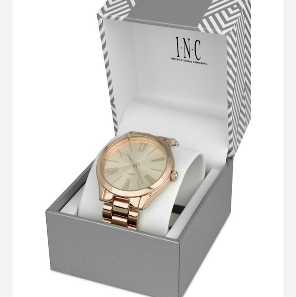 Inc Gold Tone Bracelet Watch